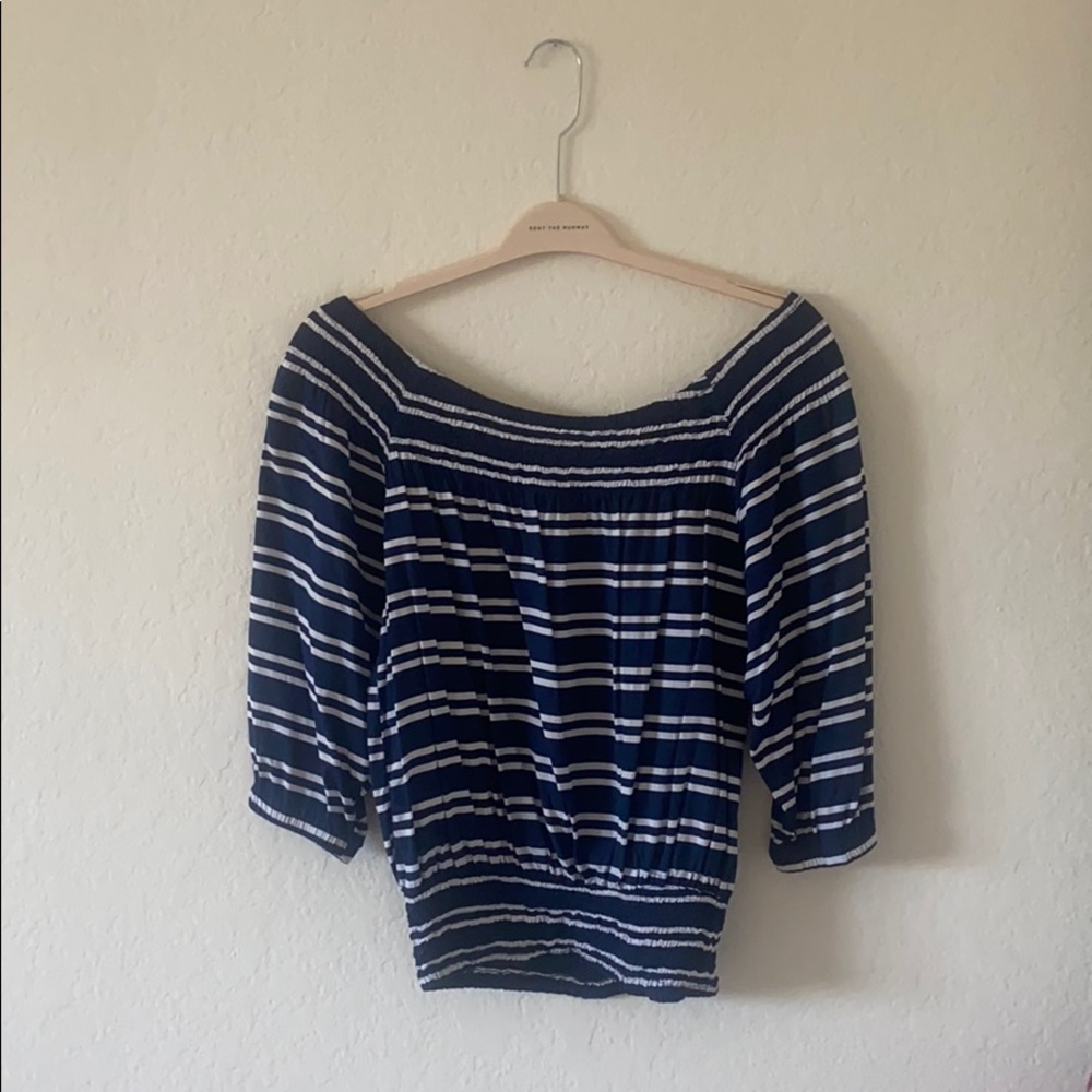 Ava Sky Blue and White Striped Off-the-Shoulder